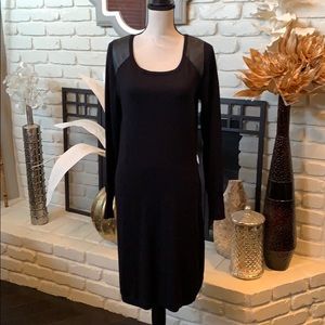 Ultra soft black sweater dress with faux leather!